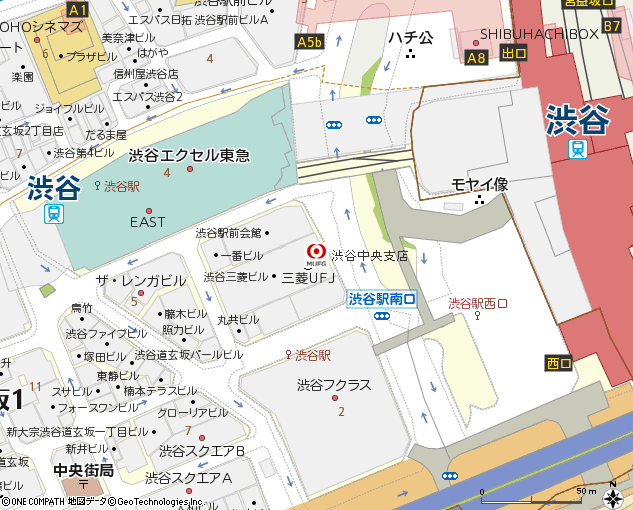 渋谷中央支店付近の地図